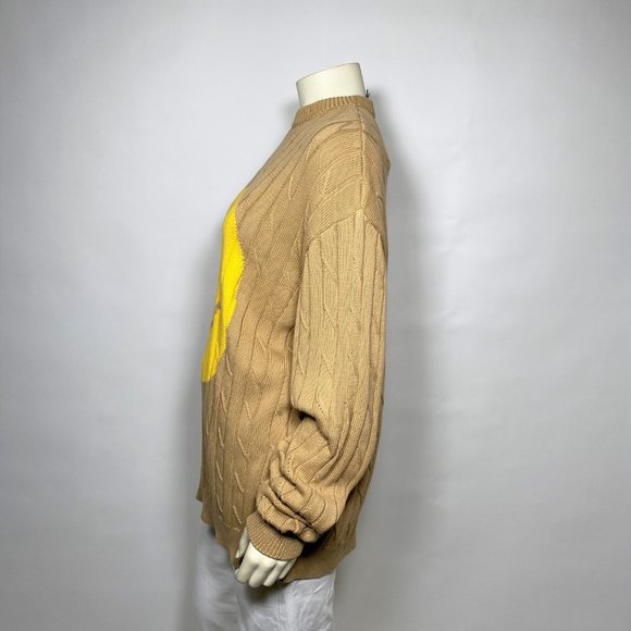 SMILEY x JOSHUA'S Unisex Tan Cable Knit Cotton Sweater - Picture 6 of 8